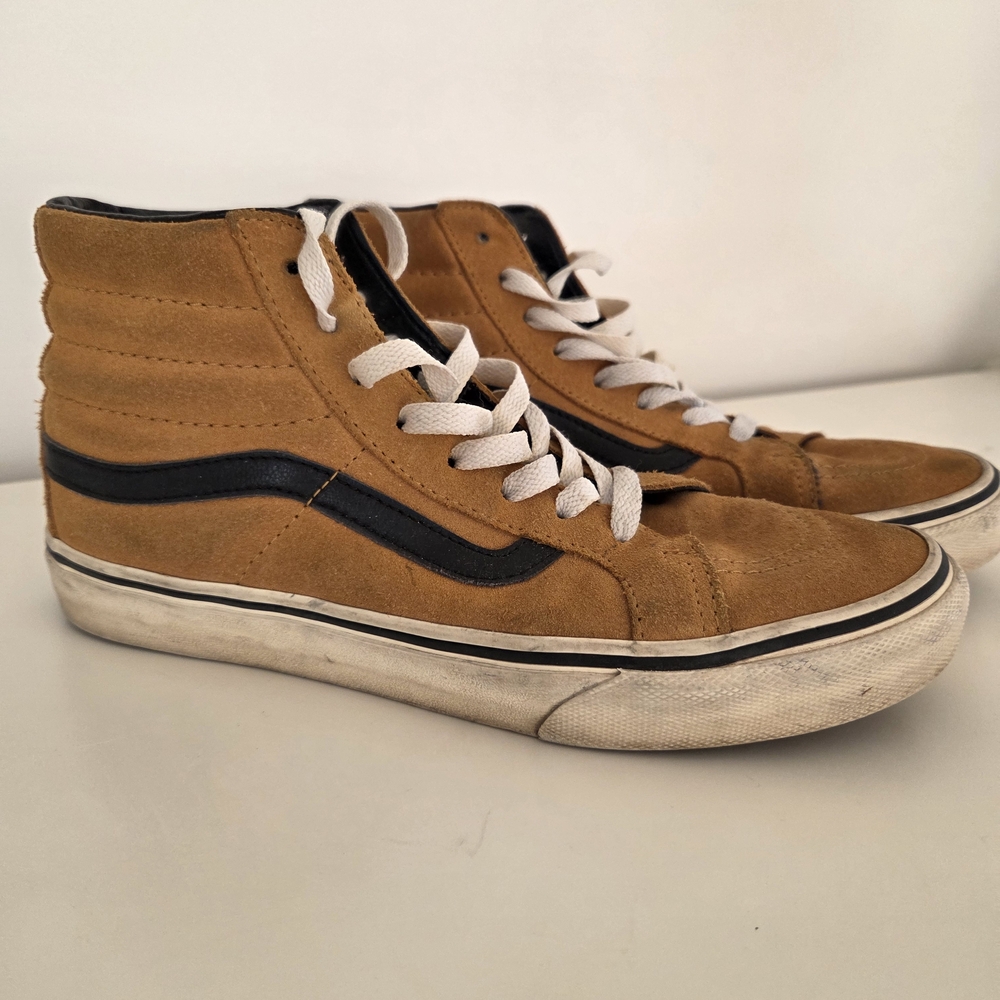 Vans Men's Yellow and Black High-Top Sneakers